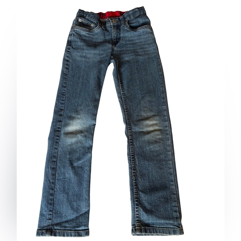 Levi's Light Blue Denim Jeans with Red Waistband Trim